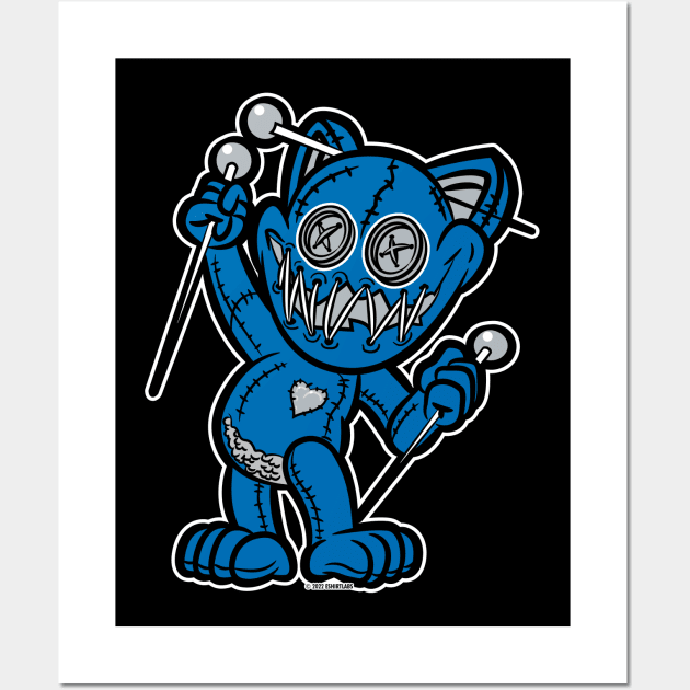 Happy VooDoo Kitty Cat Doll Detroit Colors Wall Art by eShirtLabs